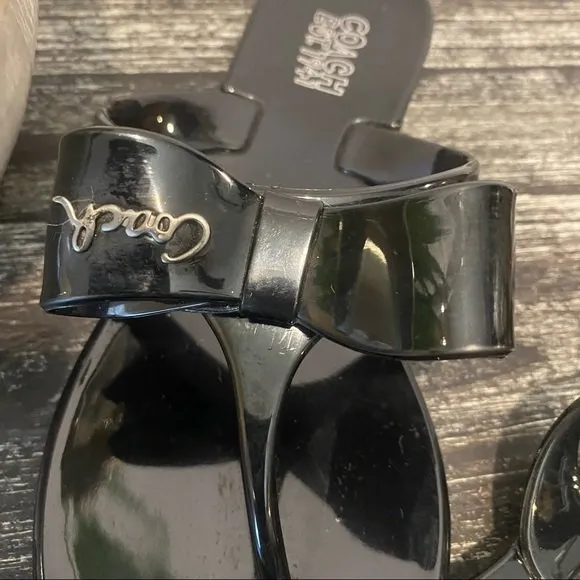 Coach Black Jelly Thong Flip Flop Sandal Summer Beach Pool Shoes 7 - Image 6