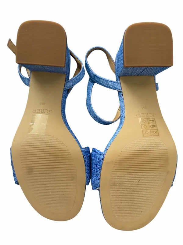 NWOB J.CREW FACTORY Woven Raffia Heeled Sandals Blue 6.5 - Image 4