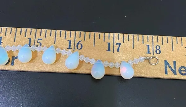 Opalite Teardrop Top Drilled Beaded 18” Necklace W/ Sterling Silver Clasp 32g. - Image 8