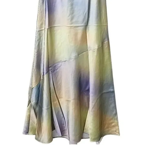 NWT WeWoreWhat Lace Silky Charmeuse Midi Maxi Slip Dress 0 Gold Ombre Watercolor - Image 8