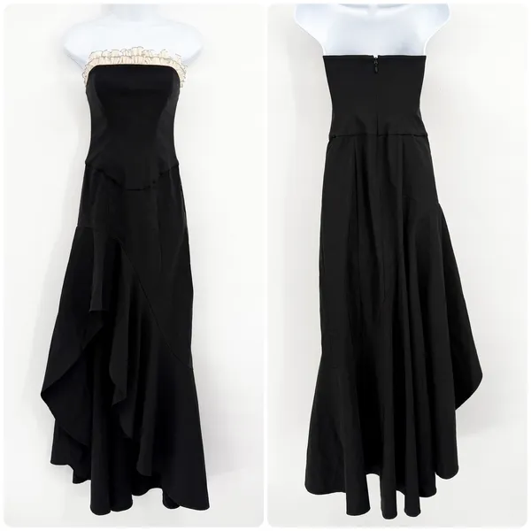 LPA Revolve Womens Giovanna Gown Black Strapless Ruffle High-Low Formal Dress XS - Image 3