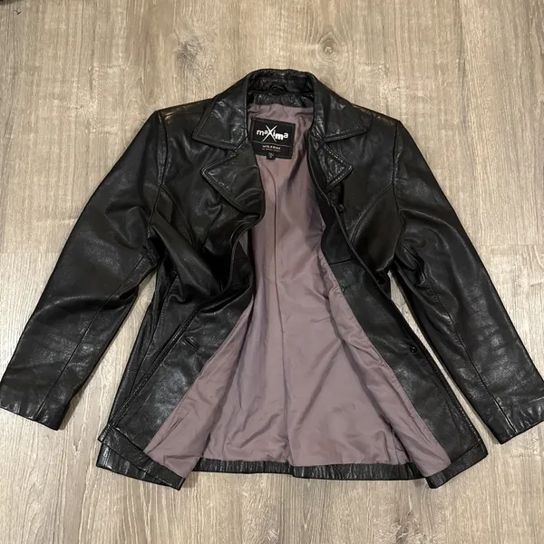 Wilsons Leather Women's Black Three Button Genuine Leather Coat Jacket M Y2k - Image 10