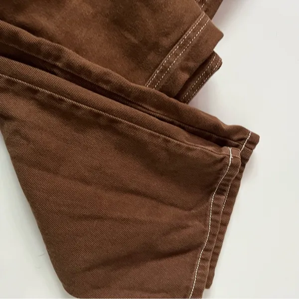 Reformation • Cowboy Straight Chocolate Wash Jeans with White Stitching - Image 4