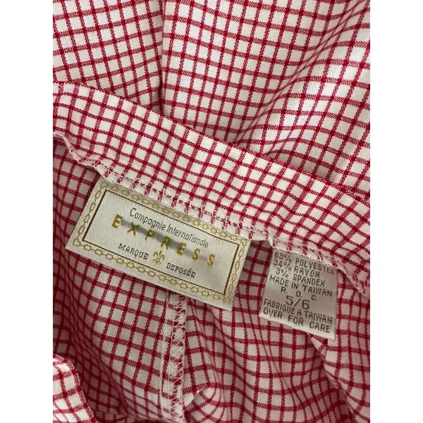 Vintage Express Compagnie‎ 90s Womens 5/6 Pants High Waisted Red White Tapered - Image 3
