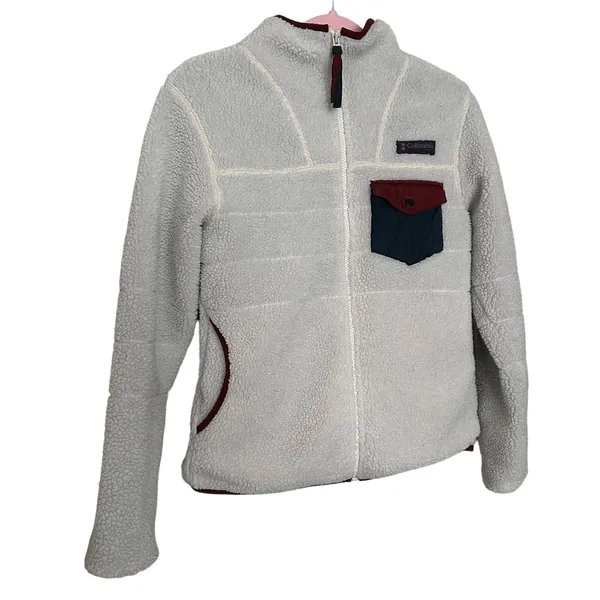 Columbia Women’s Small Mount Tabor Fleece Full Zip Sherpa Jacket Coat - Image 2