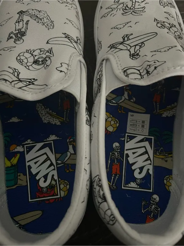 VANS white u-color u-paint slip on shoes sneakers women’s 7 new - Image 6