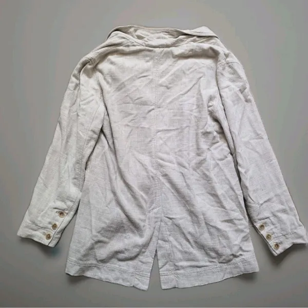 We The Free Jacket Women's Size Small Beige Oversized Linen Blend Blazer Oatmeal - Image 5