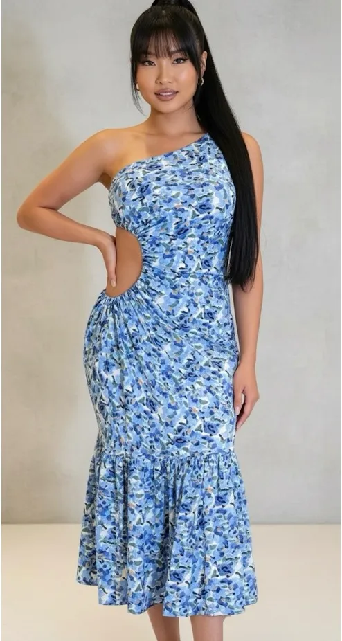 Blue Cut Out Maxi Long Floral Sexy One Should’ve Small Dress - Image 5