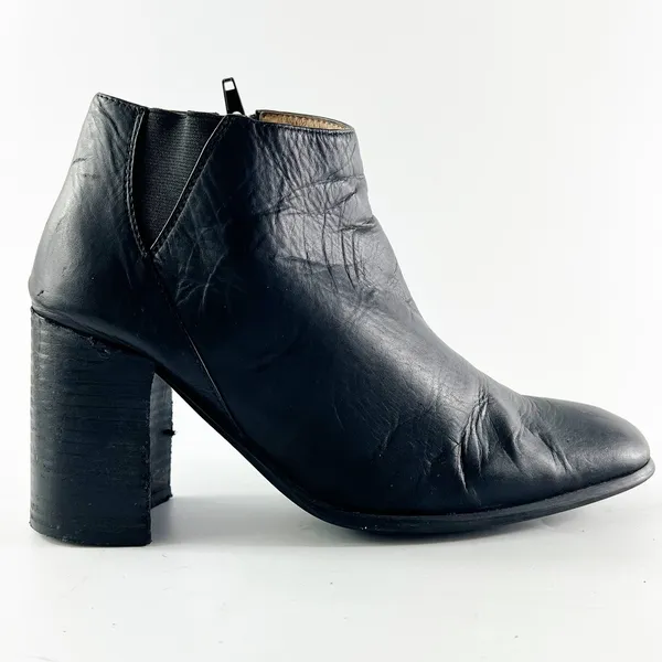 Jeffrey Campbell Black Leather Square Toe Ankle Boots Booties Women 8.5 - Image 2