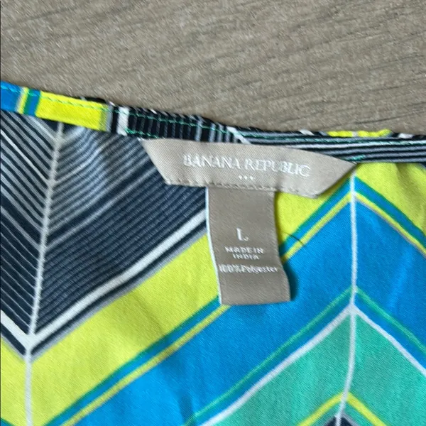 Banana Republic Chevron Blouse - Blue, Green, Yellow, Black - Image 2