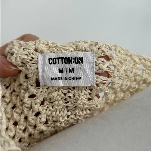 Cotton On Women’s Cream Crochet Vest Tie Front Vest Size M - Image 2