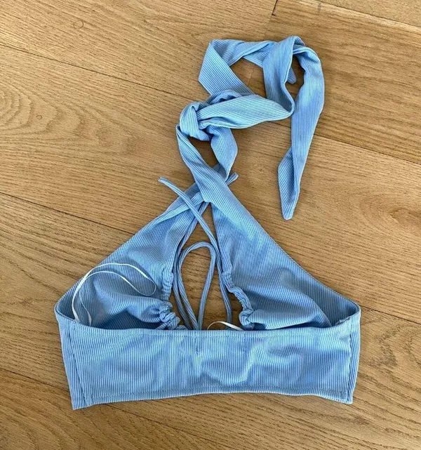 White Fox Boutique Runway Ready Halter Neck Open Back Top in Blue - Image 2