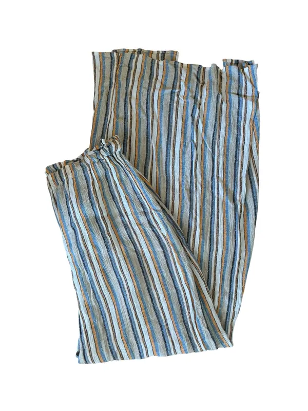 Angie Wide Leg Striped Palazzo Pant Sz L High Leg Splits Gauze Breezy Costal - Image 4