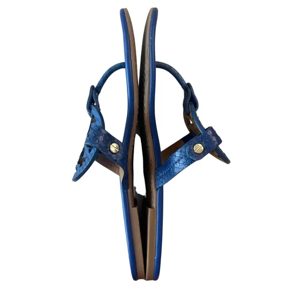 Tory Burch‎ Miller Laguna Blue Snake Embossed Sandals 7.5 - Image 7