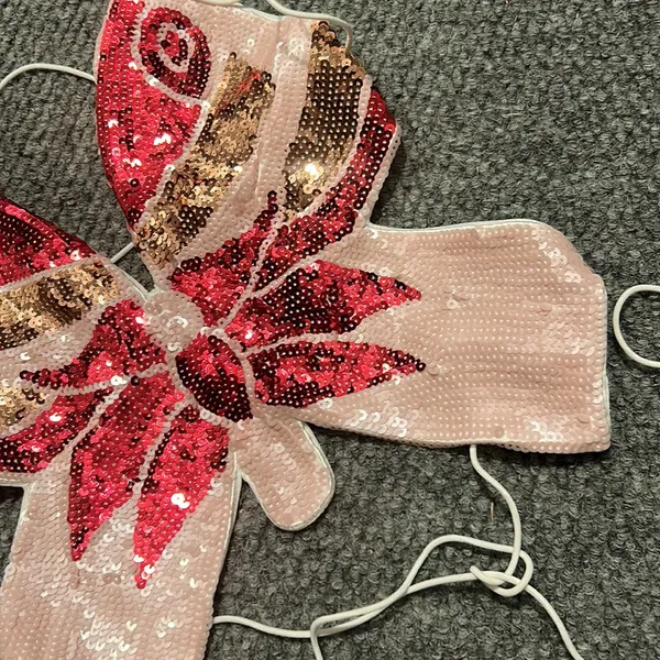 Non Signe Pink‎ Sequenced Butterfly Tie Up Top Pink Size XS - Image 3