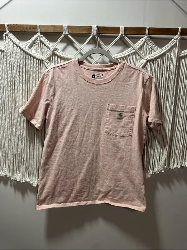 Carhartt Women's Short-Sleeve Pocket Tee in Blush Pink - Image 4