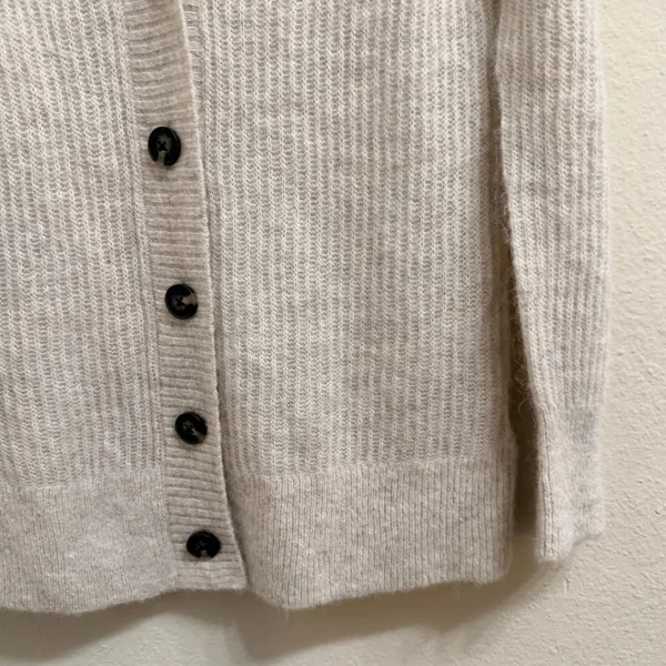 Everlane The Oversized Alpaca‎ Cardigan Oatmeal Cream/Gray Knit XXS Cozy Soft - Image 4