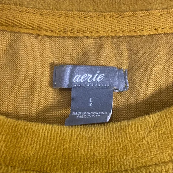 Aerie Women's Mustard Crewneck Velour Sweater - Image 2