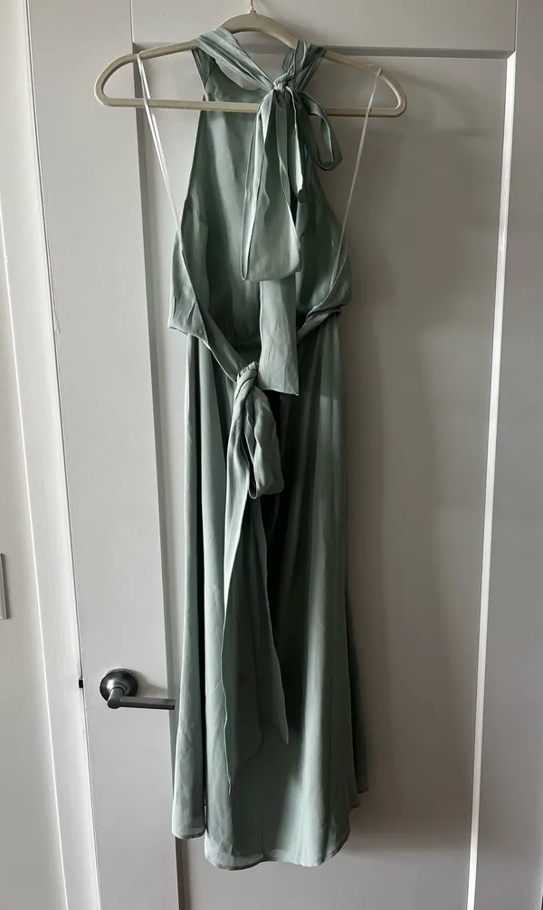 Reformation Lizbeth Halter Neck Dress Celadon - Image 5