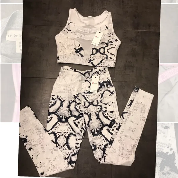 Nwt La Society Yoga Snake Print Padded Set : Leggings And Top S - Image 5