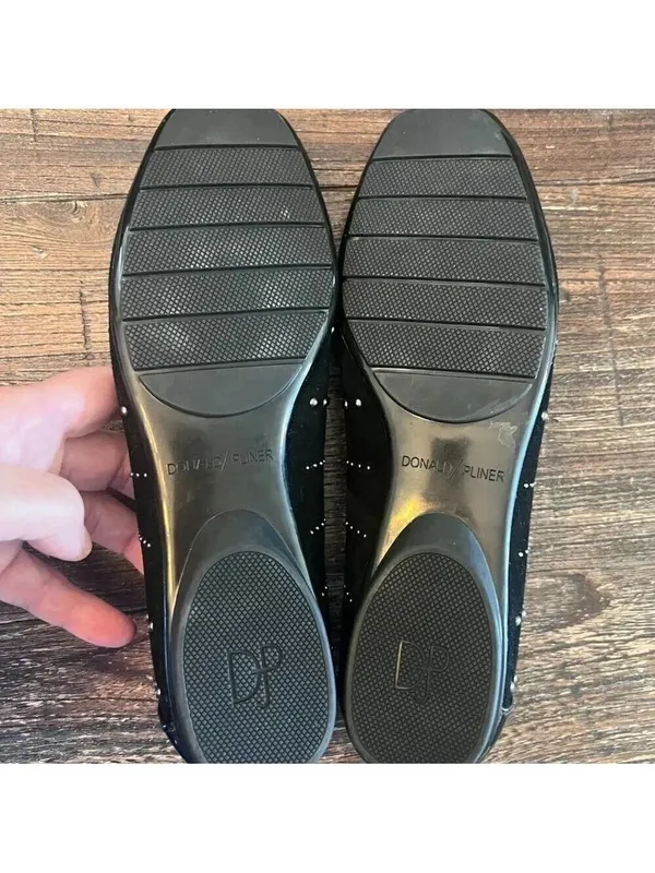 Donald Pliner Darren Black Suede Studded Flats Slip On Shoe Size‎ 7 EUC - Image 4