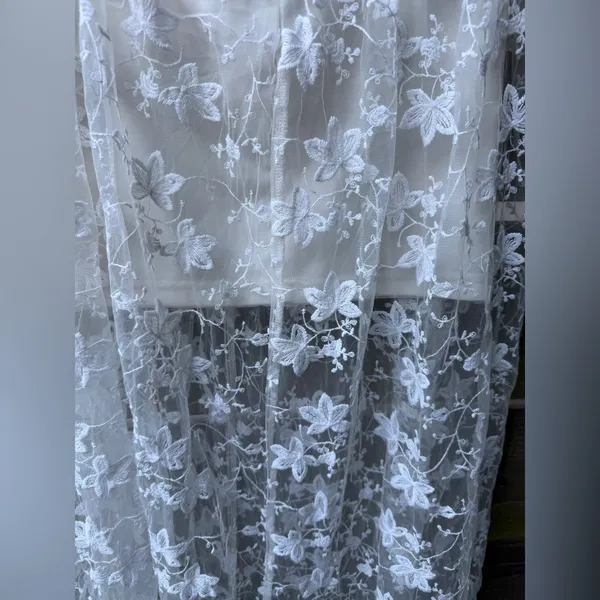 Charlotte Russe Y2K Lace Maxi Skirt Feminine Fairy‎ Coquette White Floral Summer - Image 3