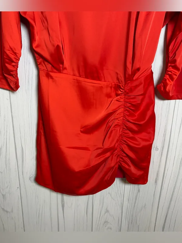NWT WNTRMSE Kenzie Satin‎ Mini Dress in Red Open Back Mock Neck, US 6 ($245) - Image 4