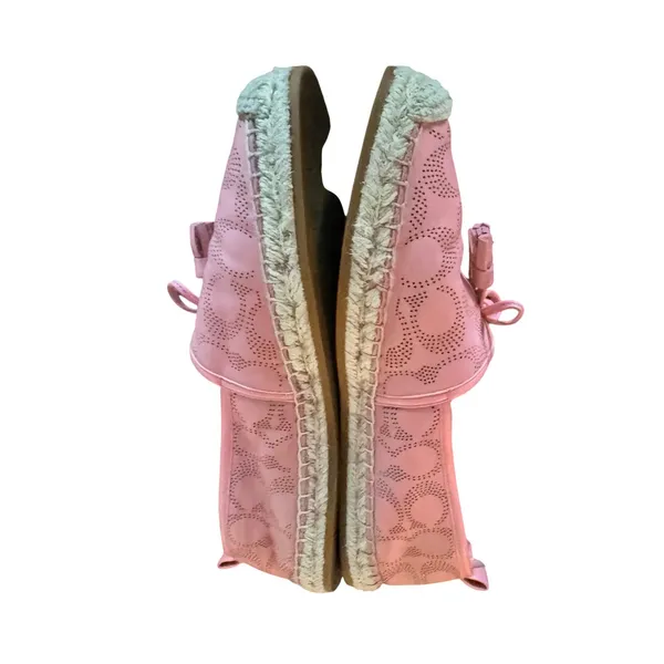 Coach Pink Perforated Leather Signature C Espadrille Flats with‎ Tassels - Image 4