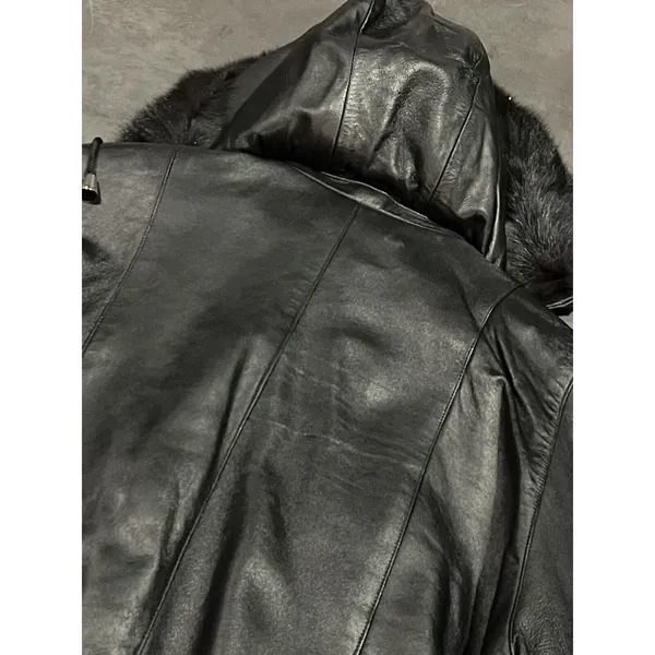 Images By Damselle Black‎ Leather Coat Vintage Women's Sz XL -200 - Image 8