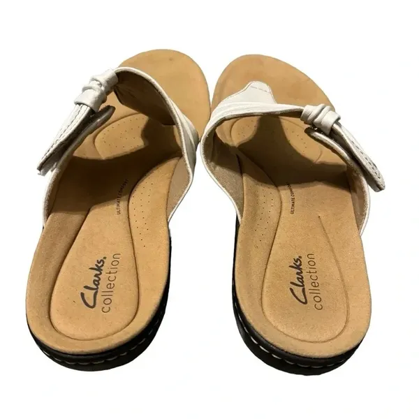 🤍 Clarks Women’s Laurieann Rae Leather Thong Sandals‎ White Sz 11 🤍 - Image 2