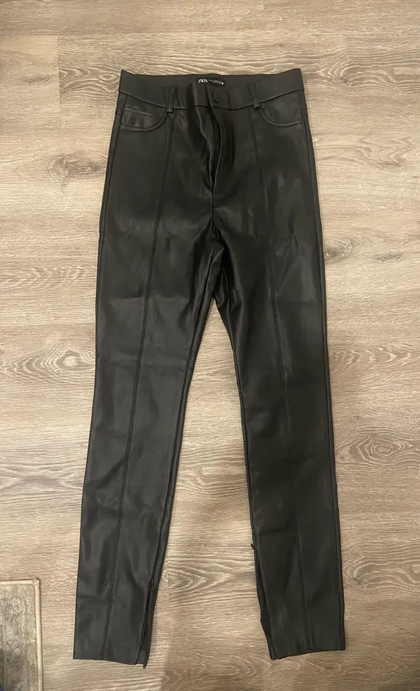 High Waisted Faux Leather Pants - Image 4
