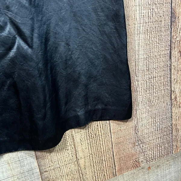Vintage 90s United Colors of Benetton Black Satin Slip Mini Dress Italy Small - Image 2