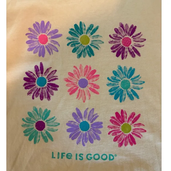Life is Good Women's Size S Crusher Tee Yellow Floral Daisy Graphic T-Shirt - Image 2