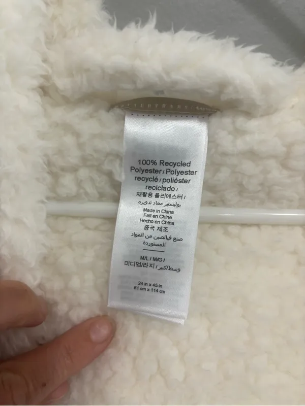 Pottery Barn Teen Cozy Sherpa Hooded Robe Ivory M/L Plush Spa Bathrobe - Image 8