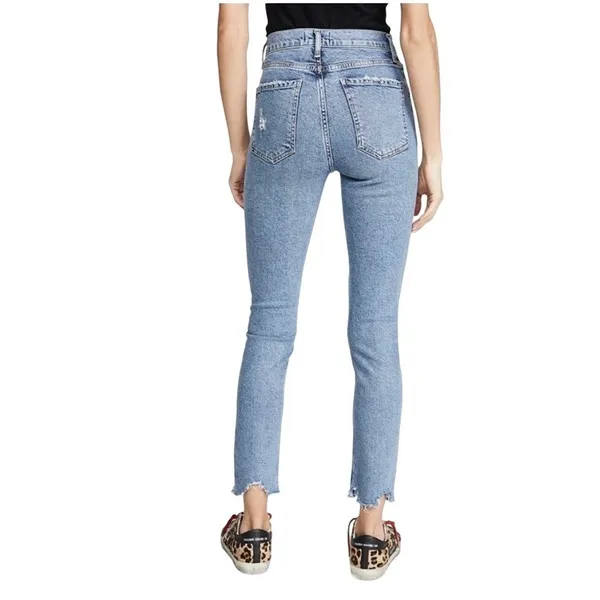 AGOLDE Nico High Rise Straight Leg Jeans Light‎ Wash Distressed Raw Hem Size 25 - Image 16