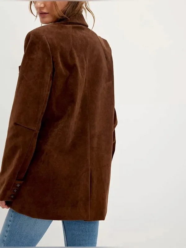 FREE PEOPLE NWT Paper Cut Vegan Suede Blazer / Brown Bear - Image 11
