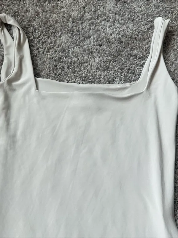 Sleeveless Stone Gray Bodycon Midi Dress White - Image 4