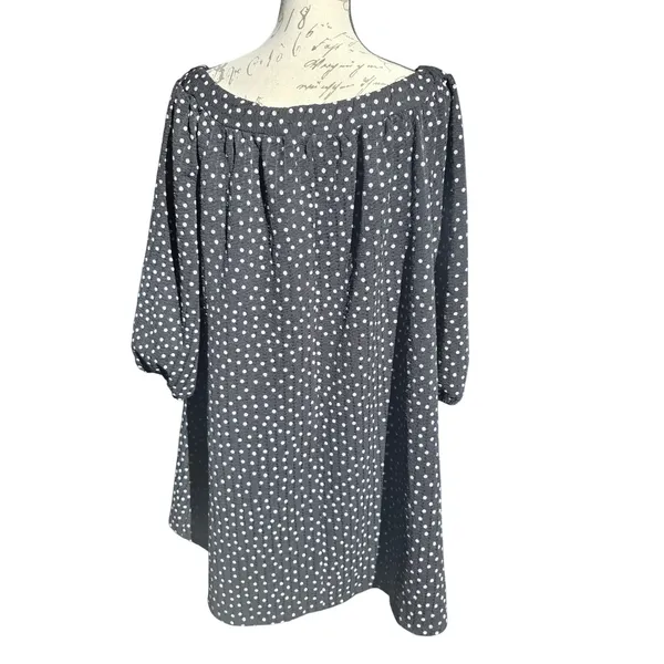 ASOS DESIGN Black Polka Dot Puff Sleeve Tie Neck Mini Dress Women's Size 8‎ - Image 3