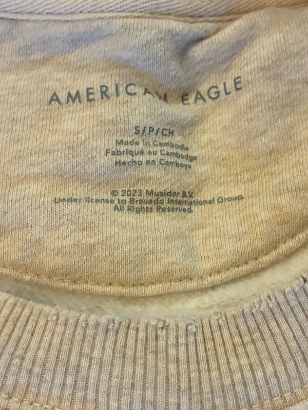 Women’s American Eagle Beige Graphic Crewneck Sweatshirt/Tan Tongue Print Size S - Image 2