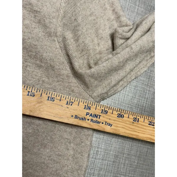 FRENCH CURVE large Sweater Cashmere Tan Oatmeal Cream‎ Top Pull Over Round Neck - Image 7