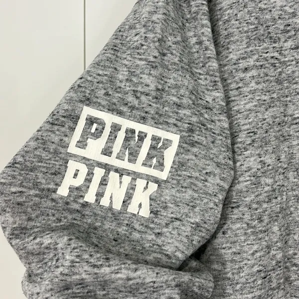 Victoria's Secret Pink Small Gray Quarter Zip Funnel Neck Sweatshirt w/Pocket - Image 6