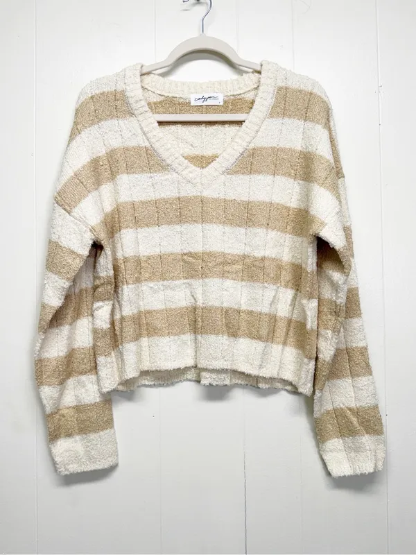NEW CARLY JEAN LOS ANGELES CJLA Celeste Sweater Tan Cream Large - Image 3