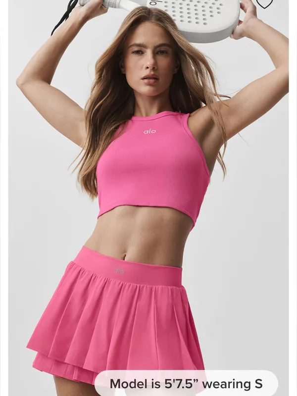 Alo NWT Aspire Tank Top Ribbed Cropped Paradise Pink Size S - Image 4