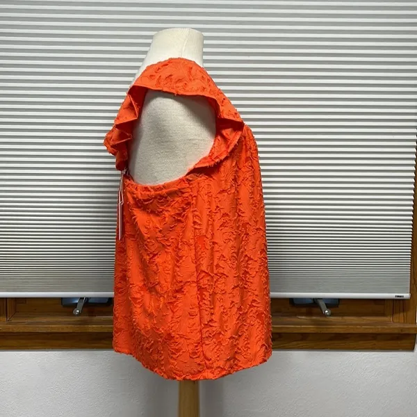 LC Lauren Conrad NWT Coral Ruffled Sleeve Square Neck Cross Back Top - Image 5