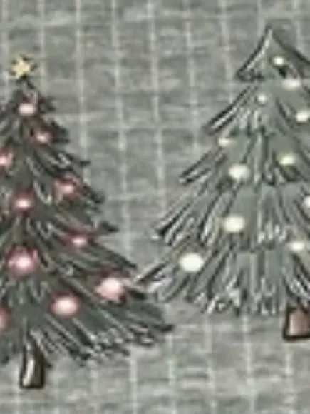 Women's XL Grey Quilted Waffle Christmas Tree Hoodie Holiday Pullover Sweatshirt - Image 5