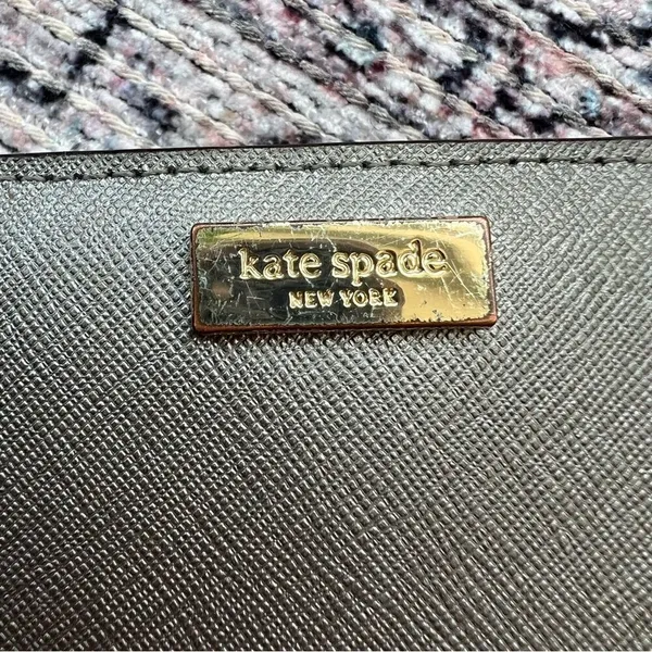 Kate Spade Newberry Lane Stacy Bifold Wallet Silver Gray Leather - Image 11