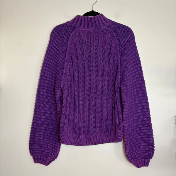 Free‎ People My Only Sunshine Purple Chunky Knit Mock Neck Sweater Womens Small - Image 6