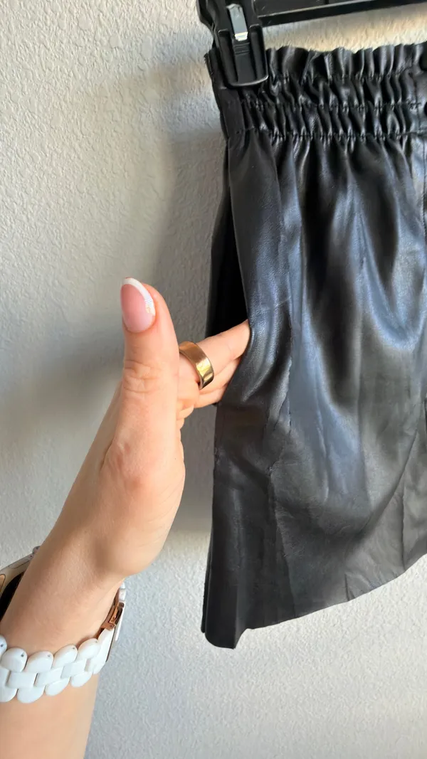 Zara black faux leather button front mini skirt size small - Image 7