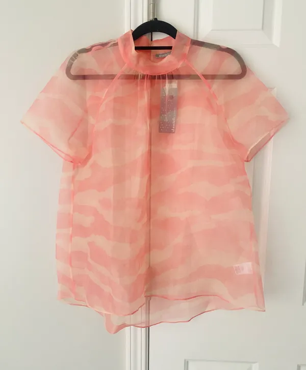 Anthropologie Daniel Rainn Mock Neck Organza Blouse, Size L - Image 5