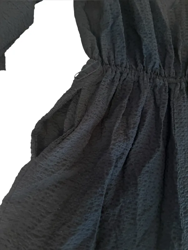 Anthropologie Francesca Balloon Sleeve Romper Elastic Waist Womens Small Black - Image 4
